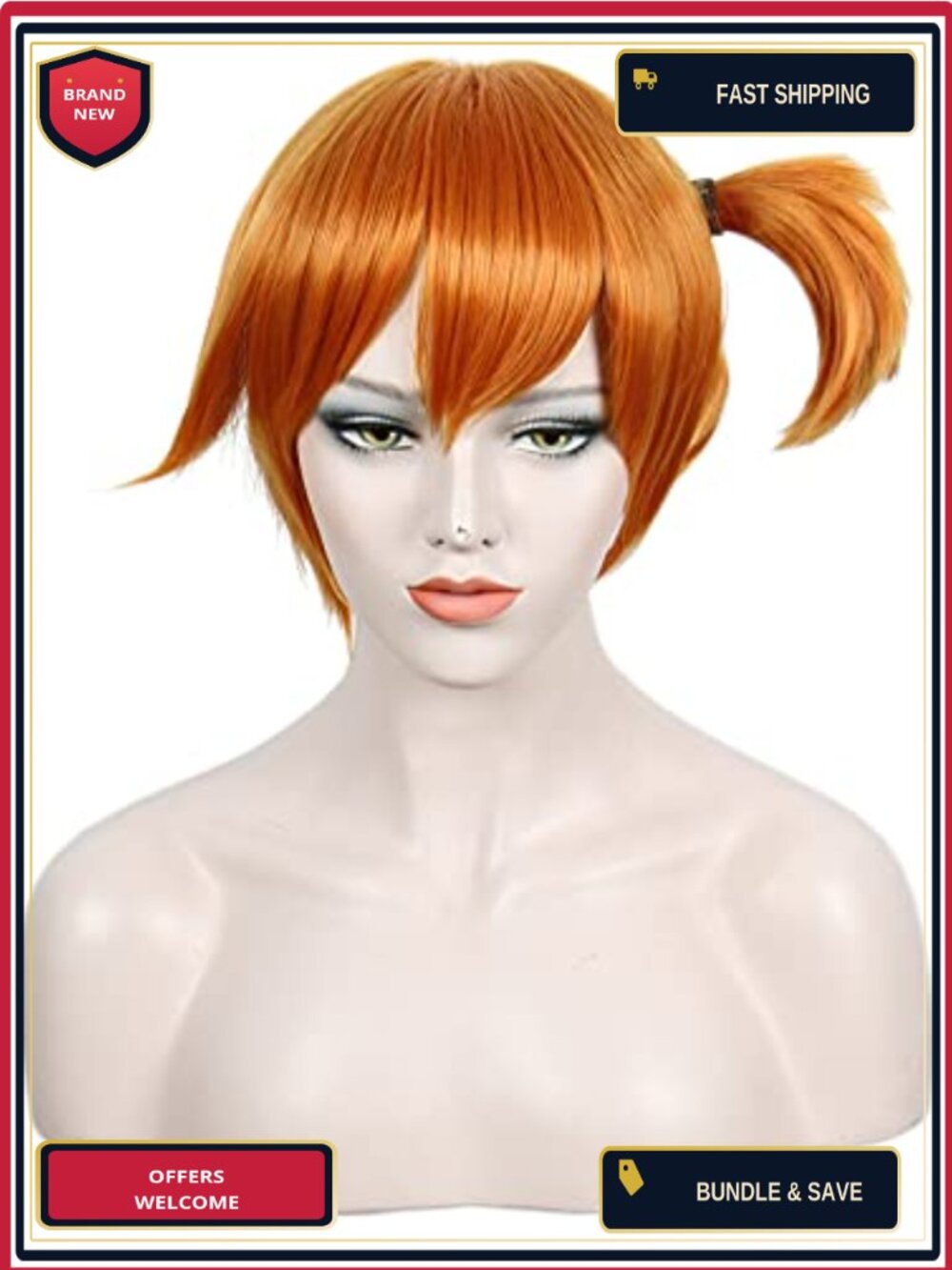 Synthetic Short Wig with Wig Cap for Cosplay Party Halloween